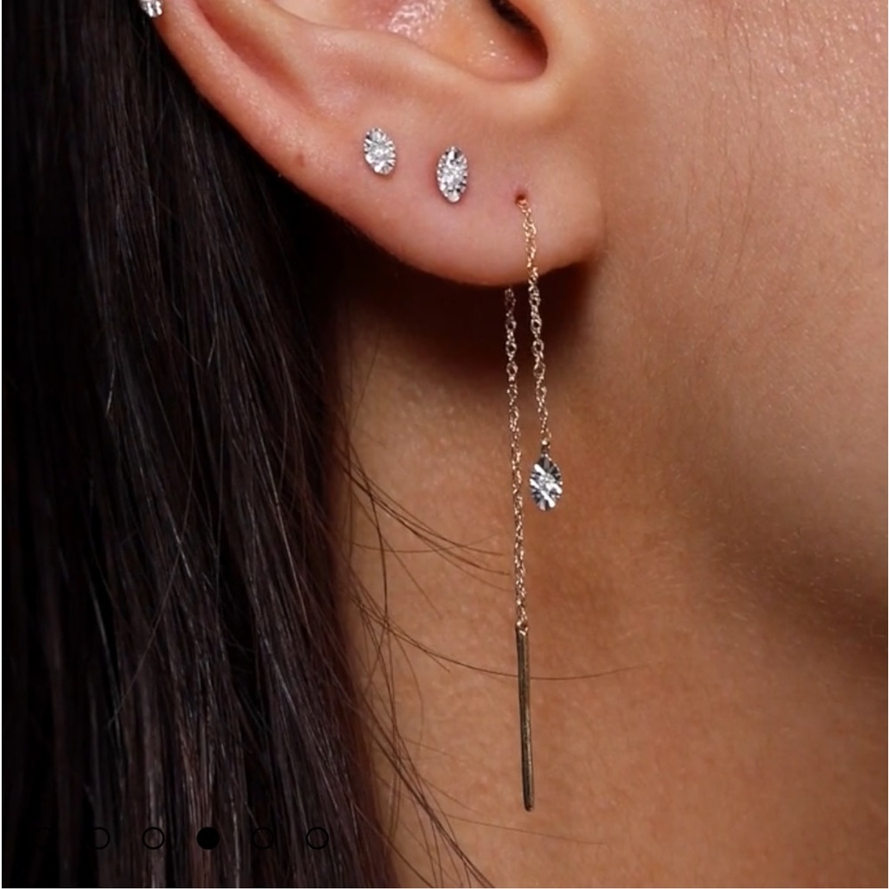 Monica Vinader Diamond Marquise Pair of Threader Earrings